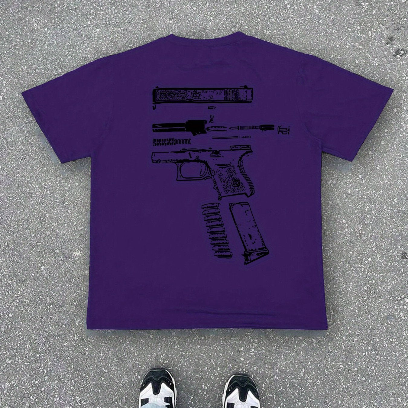 Men'S Casual Summer Short Sleeve T-Shirt with Gun Print, Green, Polyester, Lightweight & Breathable Fabric, Round Neck, Regular Fit, Everyday Wear, Everyday Tshirt | Graphic Tee | Patterned Shirt, Gun Shir