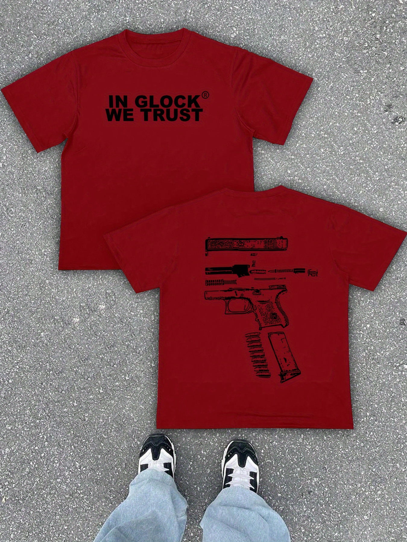 Men'S Casual Summer Short Sleeve T-Shirt with Gun Print, Green, Polyester, Lightweight & Breathable Fabric, Round Neck, Regular Fit, Everyday Wear, Everyday Tshirt | Graphic Tee | Patterned Shirt, Gun Shir